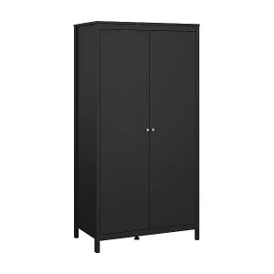 Kleiderschrank 2 Türen Dsciacc, Schlafzimmermöbel, Schrank, Garderobe, 102x58 h199 cm, Schwarz Neue Kollektion