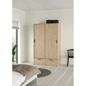 Top-Seller Kleiderschrank 2 Türen Dschoute, Schlafzimmermöbel, Schrank, Garderobe, 121x60 h200 cm, Eiche