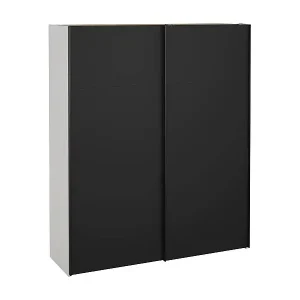 Zertifiziert Kleiderschrank 2 Türen Dsquizz, Schlafzimmermöbel, Schrank, Garderobe, 182x61 h220 cm, Weiß und Schwarz