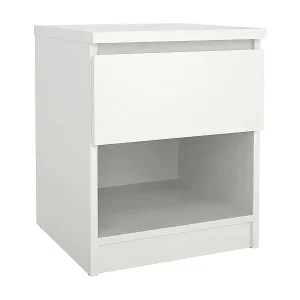 Nachttisch Dross, Niedrige Kommode, Tisch, Multifunktionaler Nachttisch, 40x40 h50 cm, Weiß Schnäppchen