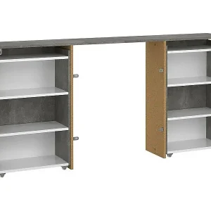 Angebot Nachttisch Drot, Niedrige Kommode, Tisch, Multifunktionaler Nachttisch, 165x26 h80 cm, Zement und Weiß