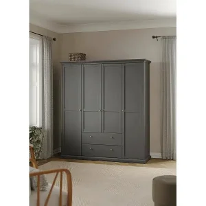 GroÃŸer Kleiderschrank Dsersant, Schlafzimmermöbel, Schrank, Garderobe, 181x61 h201 cm, Grau Super-Preis