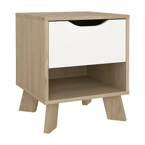 Nachttisch Drossitt, Niedrige Kommode, Tisch, Multifunktionaler Nachttisch, 40x40 h47 cm, Eiche und Weiß Neuheit