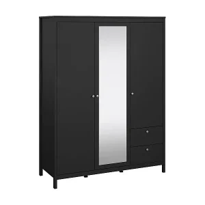 Preiswert Kleiderschrank 3 Türen Dselvagg, Schlafzimmermöbel, Schrank, Garderobe, 150x58 h199 cm, Schwarz