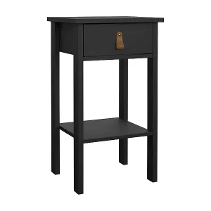 Nachttisch Dsabir, Niedrige Kommode, Tisch, Multifunktionaler Nachttisch, 40x34 h70 cm, Schwarz Echt