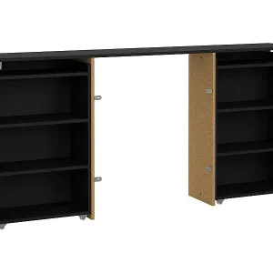 Neuheit Nachttisch Drubb, Niedrige Kommode, Tisch, Multifunktionaler Nachttisch, 165x26 h80 cm, Schwarz