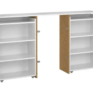 Knallerangebot Nachttisch Drosi, Niedrige Kommode, Tisch, Multifunktionaler Nachttisch, 145x26 h80 cm, Weiß