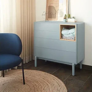 Aktuell Perlgraue Kommode mit 4 Schubladen 90x40 cm