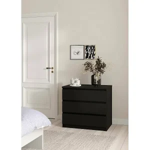 Nur Für Kurze Zeit Kommode Artic, Mehrzweckkommode, Schlafzimmerkommode, Schrank mit Schubladen, 77x50 h70 cm, Schwarz