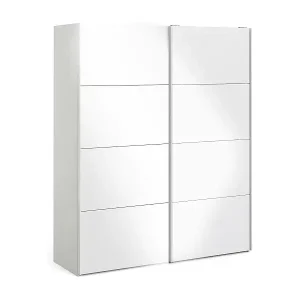 Günstig Kleiderschrank 2 Türen Paeng, Schlafzimmermöbel, Schrank, Garderobe, 182x61 h220 cm, Glänzendes Weiß