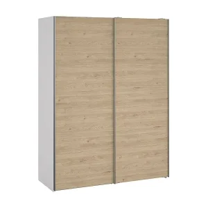 Kracherpreis Kleiderschrank 2 Türen Dstang, Schlafzimmermöbel, Schrank, Garderobe, 150x61 h200 cm, Weiß und Eiche