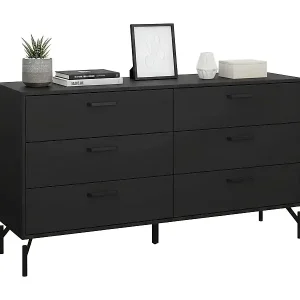 Kommode Dsass, Wohnzimmerbuffet, Wohnzimmer-Sideboard, Moderne Küchen-Speisekammer, 139x40 h77 cm, Schwarz Versand Am Gleichen Tag