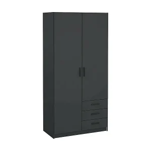 Kleiderschrank 2 Türen Dscopon, Schlafzimmermöbel, Schrank, Garderobe, 99x50 h200 cm, Grau Meistverkauft