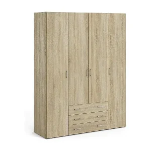 GroÃŸer Kleiderschrank Dseren, Schlafzimmermöbel, Schrank, Garderobe, 154x50 h200 cm, Eiche Echt