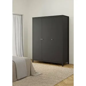 Kleiderschrank 3 Türen Dsemiol, Schlafzimmermöbel, Schrank, Garderobe, 150x58 h199 cm, Schwarz Jetzt Kaufen