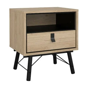 Kostenloser Versand Nachttisch Drozzi, Niedrige Kommode, Tisch, Multifunktionaler Nachttisch, 53x40 h60 cm, Eiche