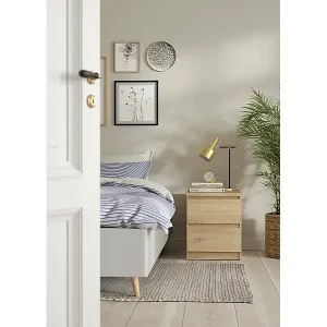 Nachttisch Drueg, Niedrige Kommode, Tisch, Multifunktionaler Nachttisch, 50x40 h50 cm, helle Eiche Saisonangebot