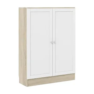 Neuheit Bücherregal Dsodin, Büroregal, Mobiler Buchhalter, Bücherbrett, 79x28 h107 cm, Eiche und Weiß