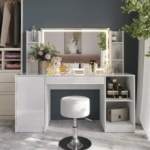 Rabatt Schminktisch weiß/weiß hochglanz 158.2x50.1x76 sherry