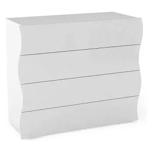 Knallerangebot Kommode Mattia, Kommode mit 4 Schubladen, Schlafzimmerkommode, 100 % Made in Italy, 98 x 40 x 82 cm, glänzendes Weiß,