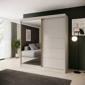SCHWEBETÜRENSCHRANK Marika Lux, 2-Türig, mit Schubladen, Kaschmir+Gold, 200 cm Neu