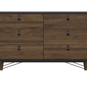 Top-Angebot Doppelte Kommode mit 6 Schubladen mit Metallgestell B150,3 cm – JOYCE