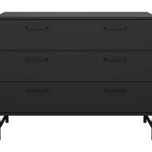 Top-Seller Kommode mit 3 Schubladen matt schwarz mit Metallgestell B98,7 cm – BORA