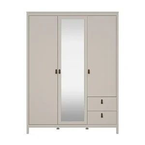 Kleiderschrank mit 3 Türen (1 Spiegel) und 2 Schubladen weiß B150 cm – BARCELONE Sichere Zahlung