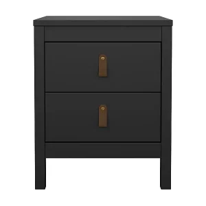 Nachttisch mit 2 Schubladen matt schwarz B43,8 cm – BARCELONE Finale Aktion