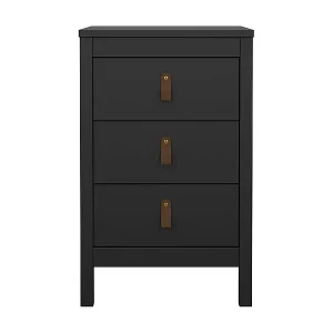Schnäppchen Nachttisch mit 3 Schubladen matt schwarz H70,1 cm – BARCELONE