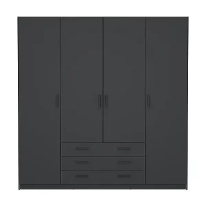 Spell Kleiderschrank B183 cm 4 Türen und 3 Schubladen matt grau. Direkt Vom Hersteller