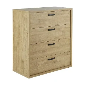 Kommode mit 4 Schubladen in goldener Eichenfarbe, Kollektion MORGANE. Schneller Versand