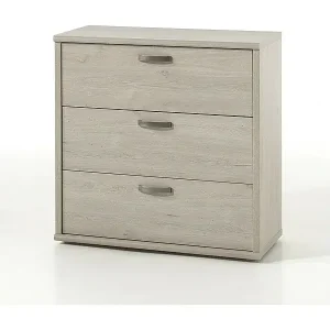 Robuste Kommode mit 3 Schubladen in hellem Eichenfarbton, Kollektion DANY. Preiswert