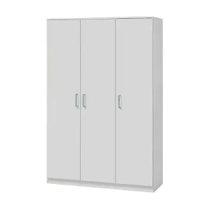 Kleiderschrank BURDUR mit 3 Türen, weiß, graue Griffe, moderner Stil Versand Am Gleichen Tag