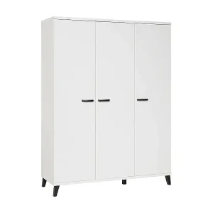 Sonderangebot Kinderschrank DANAÉ mit 3 Türen – Mattweiß – Großer Stauraum im klaren Stil