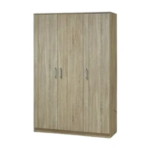 Kleiderschrank BARTIN mit 3 Türen, Sonoma Eiche, graue Griffe, zeitgenössisches Design Online Kaufen