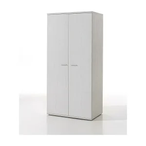 Schneller Versand Robuster Kinderschrank mit 2 Flügeltüren aus der Kollektion OLVENA in Weiß mit Holzeffekt