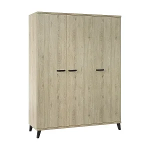 Schnäppchen Robuster Kleiderschrank für Kinderzimmer, 3 Türen, Kollektion DANAÉ, Farbe helles Eichenholz.