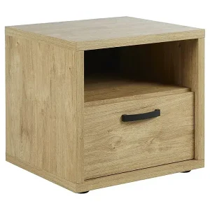 Schnäppchen Nachttisch mit Schublade und Fach in goldener Eichenfarbe, Kollektion MORGANE.