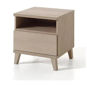 Begrenztes Angebot Nachttisch für Baby- und Kinderzimmer mit Schublade und Fach, Kollektion LOUISE Farbe River Oak Eiche