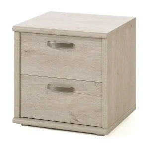 Nachttisch mit zwei Schubladen aus der DANY Kollektion in hellem Eichenfarbton. Echt