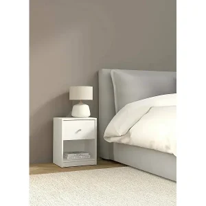 Schnäppchen Nachttisch Kastri, Niedrige Kommode, Tisch, Multifunktionaler Nachttisch, 38x30 h48 cm, WeiÃŸ