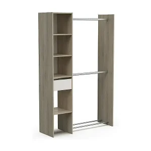 GroÃŸer Kleiderschrank Dyamashit, Schlafzimmermöbel, Schrank, Garderobe, 118x40 h183 cm, Eiche und MattweiÃŸ Expressversand