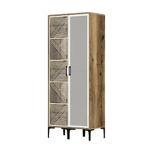 Jetzt Bestellen Kleiderschrank 2 Türen Dpagliuc, Schlafzimmermöbel, Schrank, Garderobe, 80x201h48 cm, Walnuss und WeiÃŸ