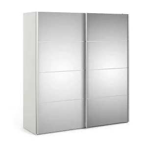 Kleiderschrank 2 Türen Bema, Schlafzimmermöbel, Schrank, Garderobe, 182x64 h202 cm, Weiß Schneller Versand