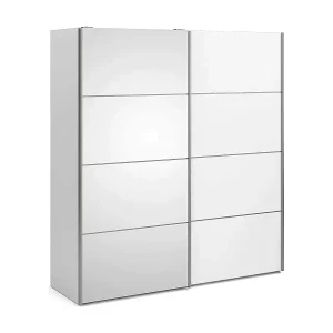 Günstig Kleiderschrank 2 Türen Angri, Schlafzimmermöbel, Schrank, Garderobe, 182x64 h202 cm, Weiß