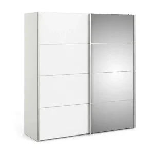 Zertifiziert Kleiderschrank 2 Türen Astrée, Schlafzimmermöbel, Schrank, Garderobe, 182x64 h202 cm, Weiß