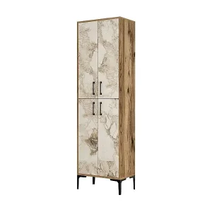 Top-Seller GroÃŸer Mehrzweckschrank Denipot, Multifunktionale Möbel, Schuhschrank, Besenschrank, 60x35h200 cm, Nussbaum und WeiÃŸer Marmor