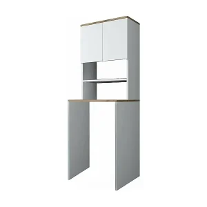 Schneller Versand 2-türiger MehrzweckschrankDgarofal, Multifunktionale Möbel, Schuhschrank, Besenschrank, 65x60h184 cm, WeiÃŸ und Walnuss