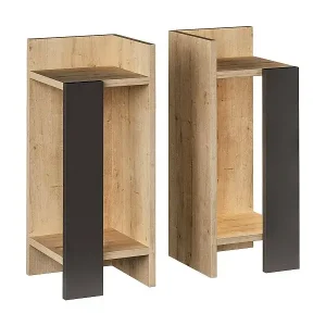 Preis Gesenkt Nachttisch Dmoscard, Niedrige Kommode, Tisch, Multifunktionaler Nachttisch, 25x27h60 cm, Eiche und Anthrazit